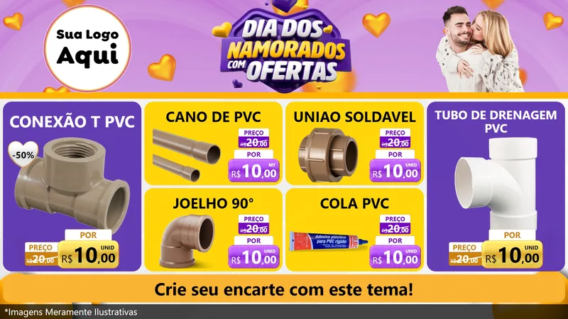 Modelo de TV para TV Horizontal com o tema Dia Dos Namorados Com Ofertas para Tubos e conexões