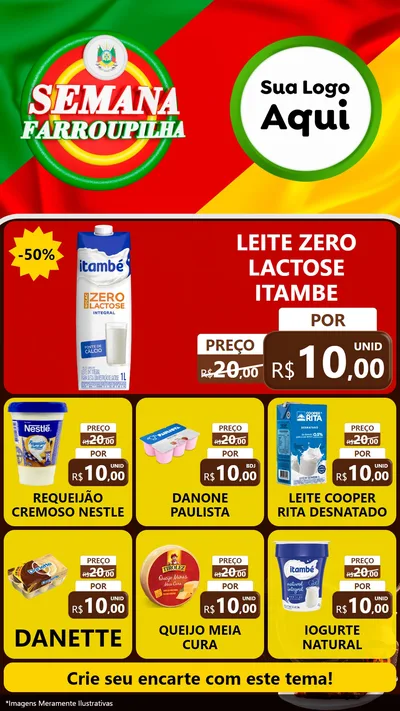 Modelo de Rede Social para Stories com o tema Semana Farroupilha para Frios e Laticínios