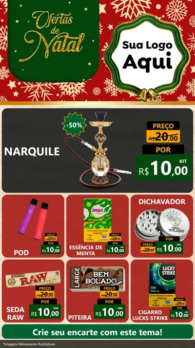 Modelo de Rede Social para Stories com o tema Natal de Ofertas para Tabacaria