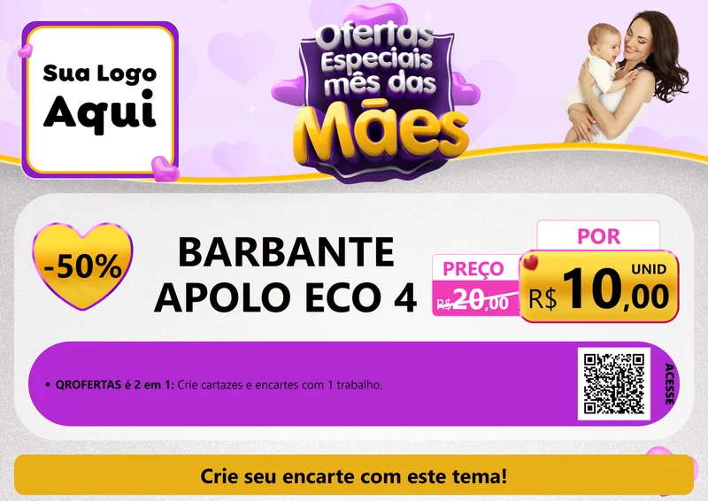 Modelo de Cartaz para Cartaz A4 Horizontal com o tema Ofertas Especiais - Mês das Mães para Armarinho e Aviamentos
