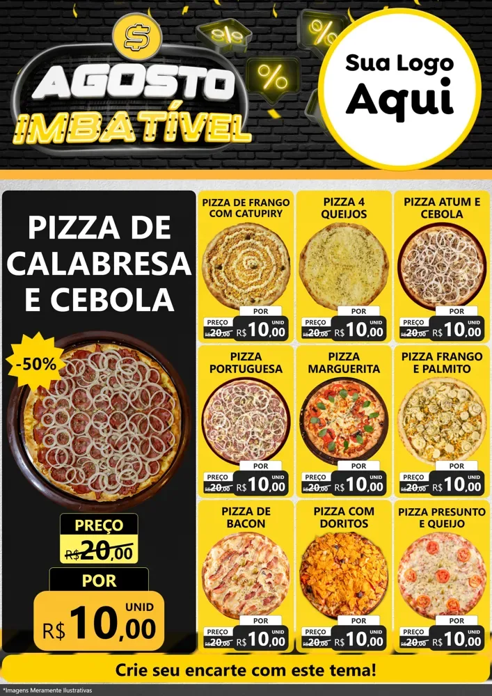Modelo de Encarte para Encarte A4 Vertical com o tema Agosto Imbatível para Pizzaria