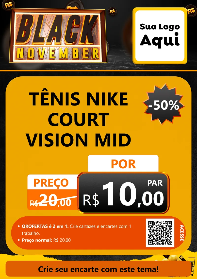 Modelo de Cartaz para Cartaz A4 Vertical com o tema Black November para Calçados