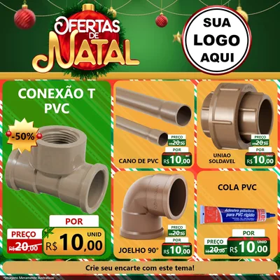 Modelo de Rede Social para Feed Facebook com o tema Ofertas de Natal para Tubos e conexões