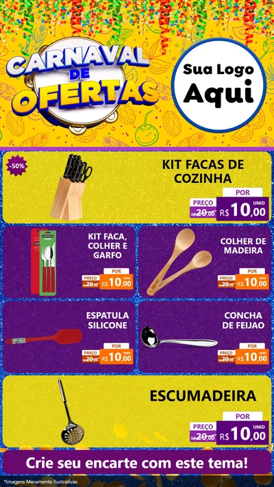 Modelo de TV para TV Vertical com o tema Carnaval de Ofertas para Utilidades Domésticas