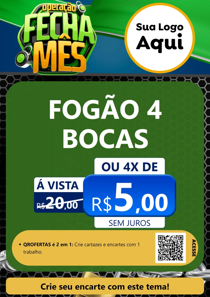 Modelo de Cartaz para Cartaz A4 Vertical com o tema Operação Fecha Mês para Móveis e Eletro