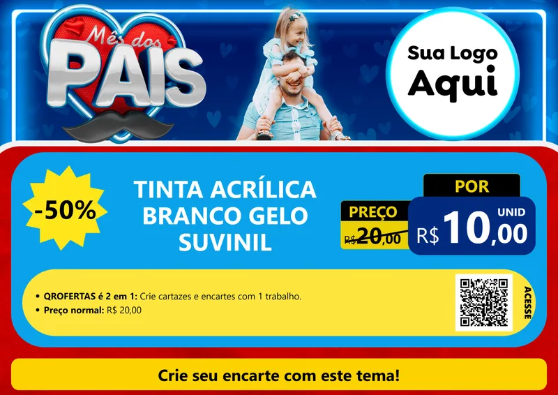 Modelo de Cartaz para Cartaz A4 Horizontal com o tema Mês Dos Pais para Tintas e Ferramentas