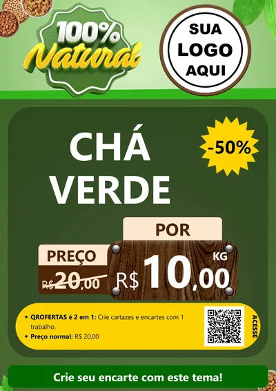 Modelo de Cartaz para Cartaz A4 Vertical com o tema 100% Natural para Produtos Naturais