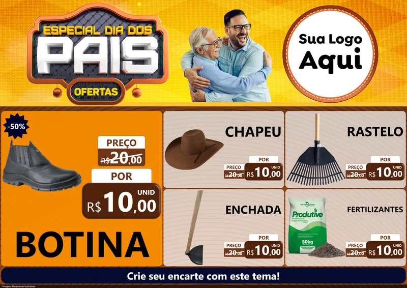 Modelo de Encarte para Encarte A4 Horizontal com o tema Especial Dia dos Pais para Agropecuária