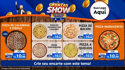 Modelo de TV para TV Horizontal com o tema Ofertas Show No Fim De Semana para Pizzaria