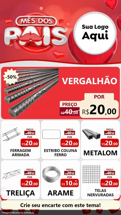 Modelo de Rede Social para Stories com o tema Mês dos Pais para Ferragens