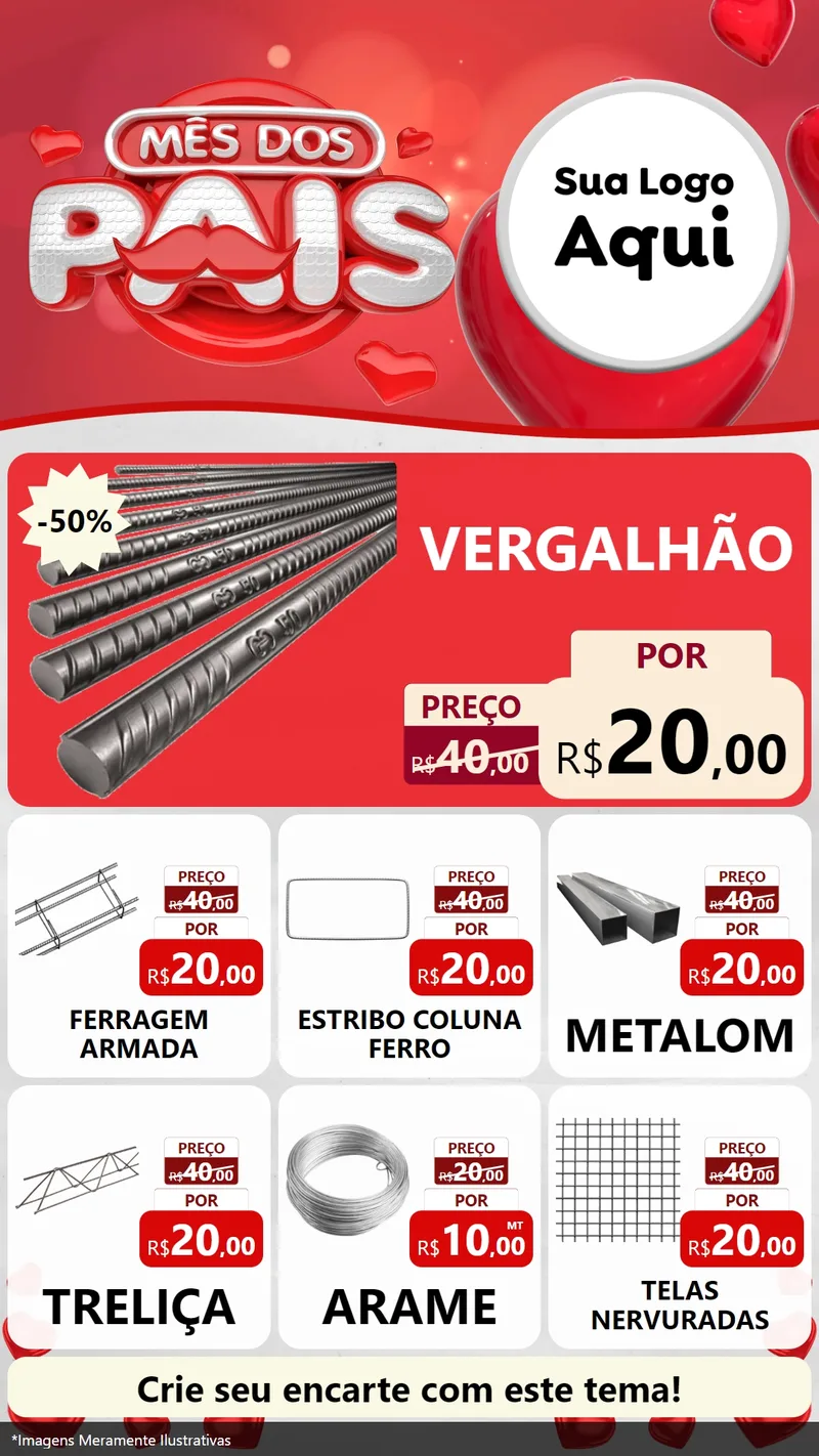 Modelo de Rede Social para Stories com o tema Mês dos Pais para Ferragens