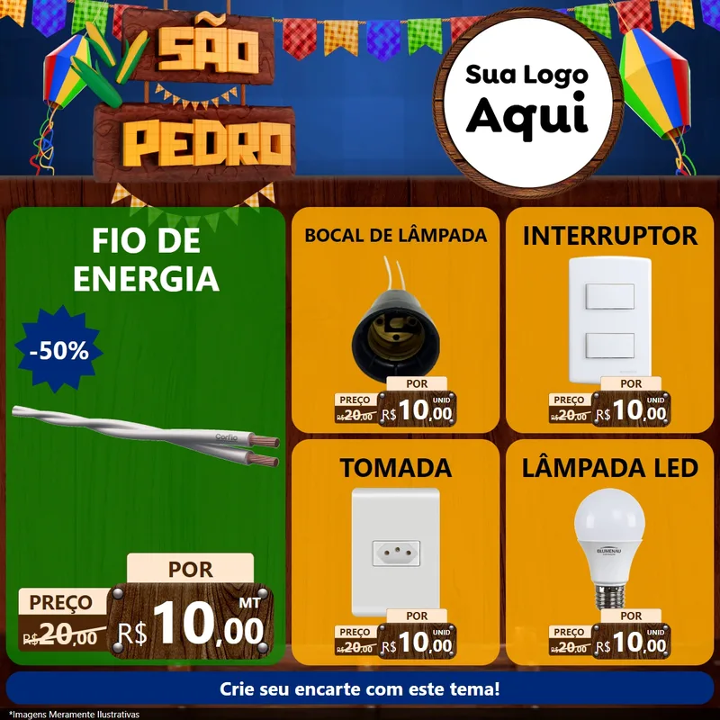 Modelo de Rede Social para Feed Facebook com o tema São Pedro para Materiais Elétricos
