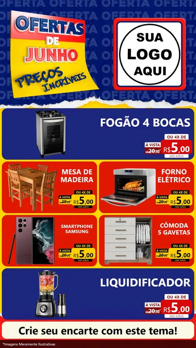 Modelo de TV para TV Vertical com o tema Ofertas de Junho - Preços Incríveis para Móveis e Eletro