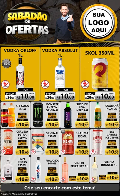 Modelo de Encarte para Encarte Grande com o tema Sabadão de Ofertas para Distribuidora de bebidas