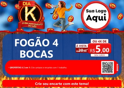 Modelo de Cartaz para Cartaz A4 Horizontal com o tema Dia K - O Dia Mais Barato Do Mês para Móveis e Eletro
