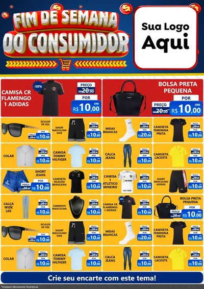 Modelo de Encarte para Encarte A4 Vertical com o tema Fim de Semana do Consumidor para Roupas e acessórios