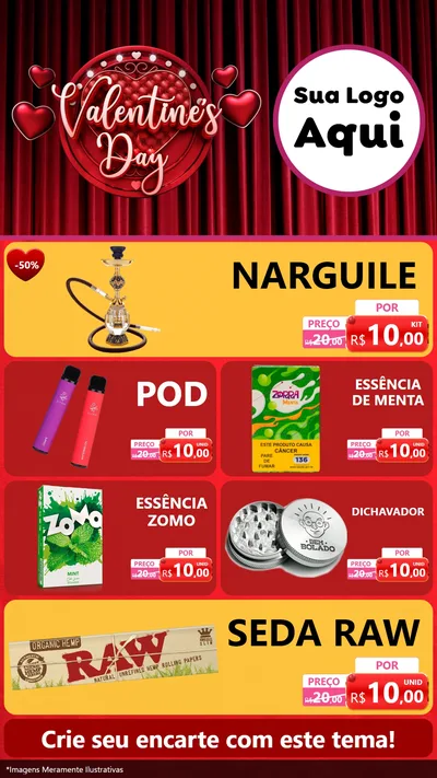 Modelo de TV para TV Vertical com o tema Valentine's Day para Tabacaria