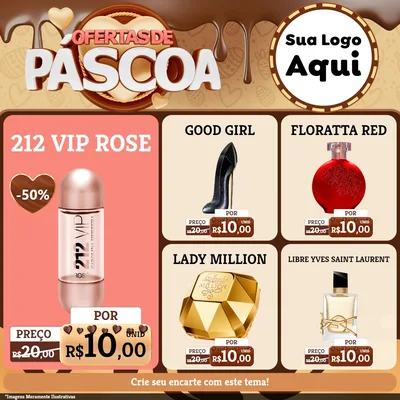 Modelo de Rede Social para Feed Facebook com o tema Ofertas de Páscoa para Perfumes