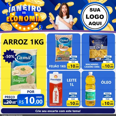 Modelo de Rede Social para Feed Facebook com o tema Janeiro da Economia para Supermercado