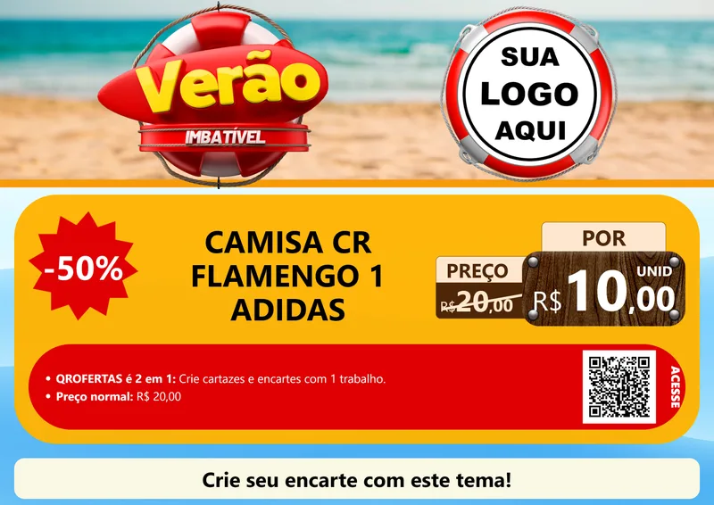 Modelo de Cartaz para Cartaz A4 Horizontal com o tema Verão Imbatível para Roupas e acessórios
