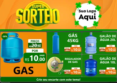 Modelo de Encarte para Encarte A4 Horizontal com o tema Super Sorteio para Água e gás