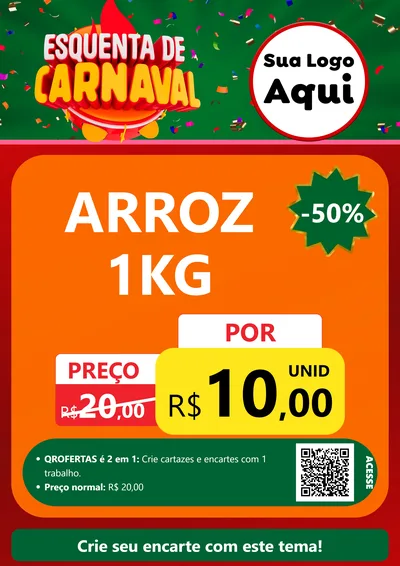 Modelo de Cartaz para Cartaz A4 Vertical com o tema Esquenta de Carnaval para Supermercado