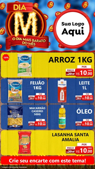 Modelo de TV para TV Vertical com o tema Dia M - O Dia Mais Barato Do Mês para Supermercado