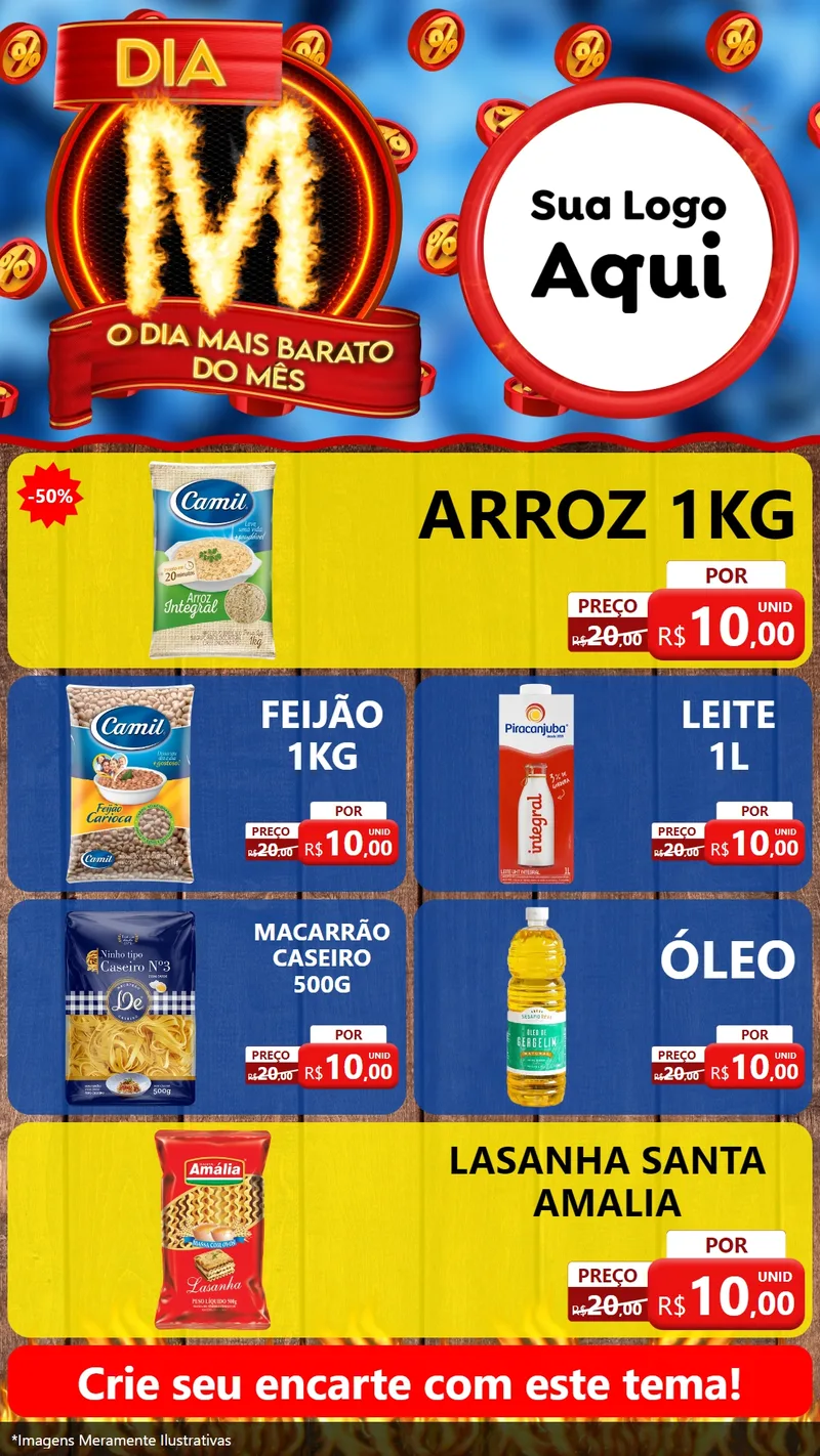 Modelo de TV para TV Vertical com o tema Dia M - O Dia Mais Barato Do Mês para Supermercado