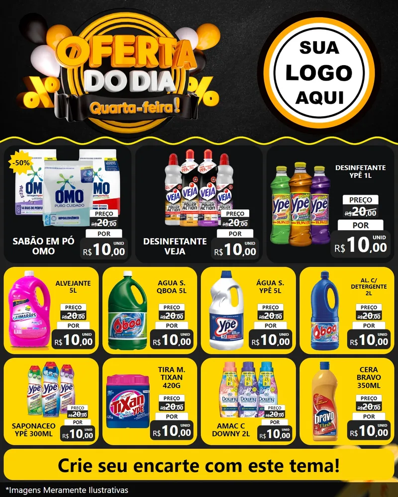 Modelo de Rede Social para Feed Instagram com o tema Oferta do Dia - Quarta Feira! para Produtos de Limpeza