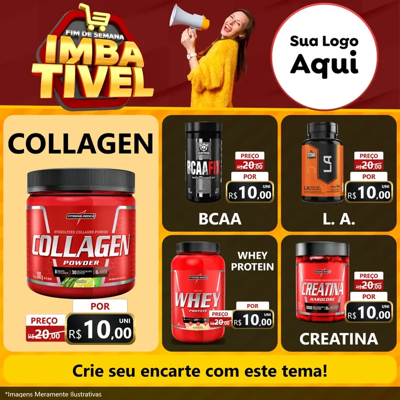 Modelo de Rede Social para Feed Facebook com o tema Fim de Semana Imbatível para Suplementos alimentares