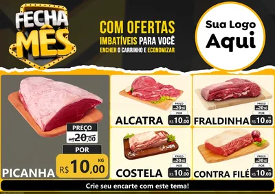 Modelo de Encarte para Encarte A4 Horizontal com o tema Fecha Mês para Açougue