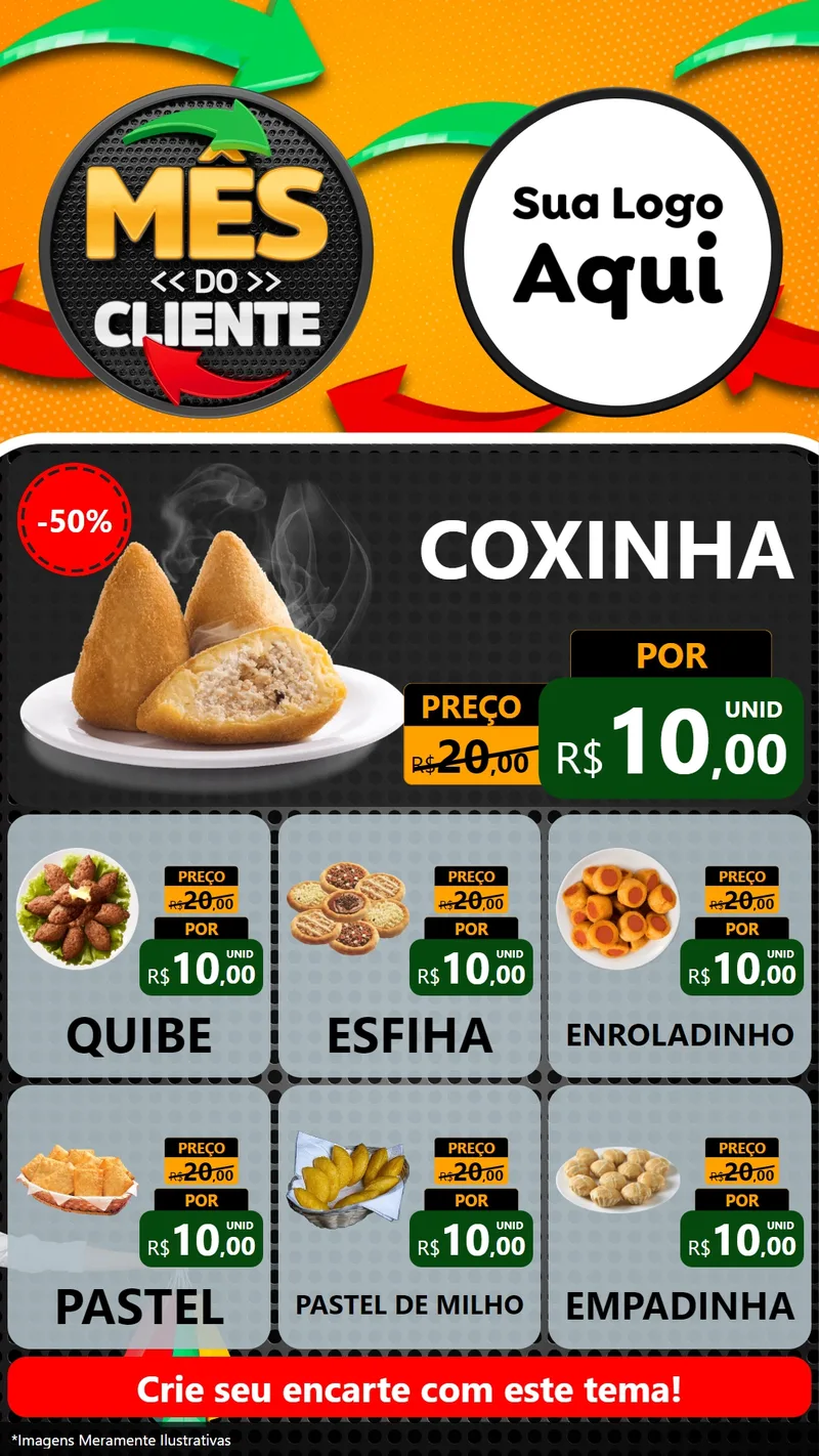 Modelo de Rede Social para Stories com o tema Mês do Cliente para Salgadaria