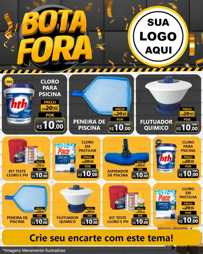 Modelo de Rede Social para Feed Instagram com o tema Bota Fora para Produtos para Piscina