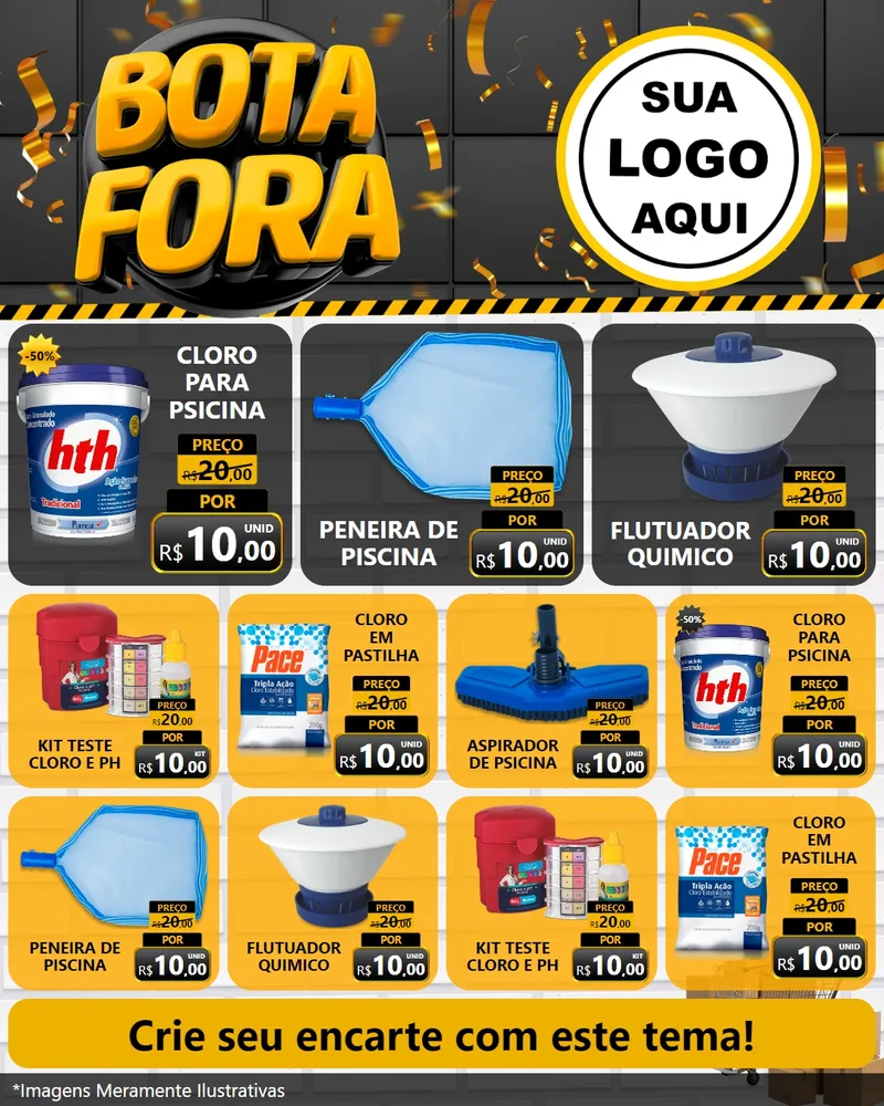 Modelo de Rede Social para Feed Instagram com o tema Bota Fora para Produtos para Piscina