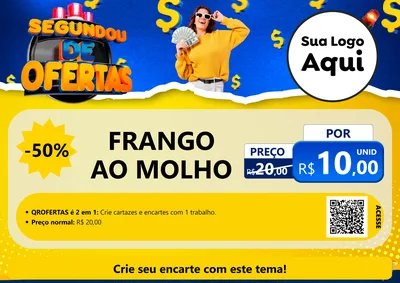 Modelo de Cartaz para Cartaz A4 Horizontal com o tema Segundou de Ofertas para Restaurante