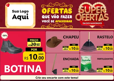 Modelo de Encarte para Encarte A4 Horizontal com o tema Dia dos Namorados para Agropecuária
