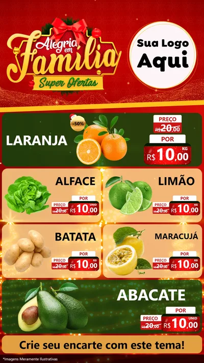 Modelo de TV para TV Vertical com o tema Alegria em Família Super Ofertas - Natal para Hortifrúti