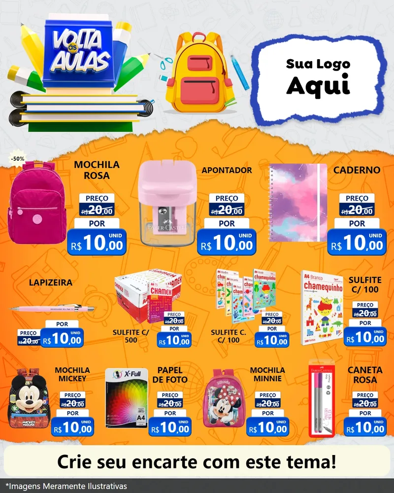 Modelo de Rede Social para Feed Instagram com o tema Volta às Aulas para Papelaria