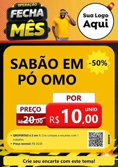 Modelo de Cartaz para Cartaz A4 Vertical com o tema Operação Fecha Mês para Produtos de Limpeza