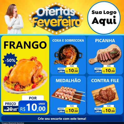 Modelo de Rede Social para Feed Facebook com o tema Ofertas de Fevereiro para Assados