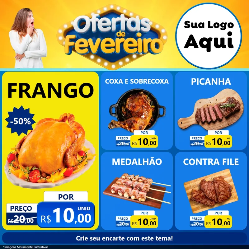 Modelo de Rede Social para Feed Facebook com o tema Ofertas de Fevereiro para Assados