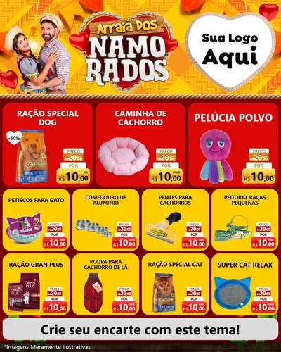 Modelo de Rede Social para Feed Instagram com o tema Arraiá dos Namorados para Pet Shop