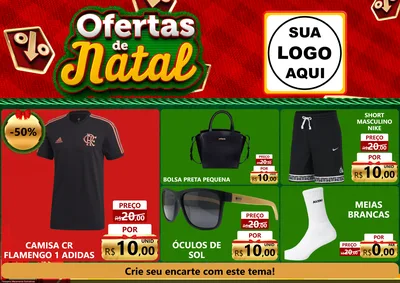 Modelo de Encarte para Encarte A4 Horizontal com o tema Ofertas de Natal para Roupas e acessórios