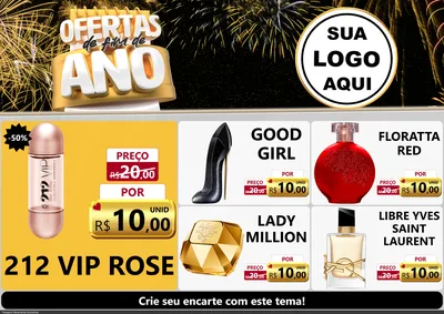 Modelo de Encarte para Encarte A4 Horizontal com o tema Ofertas de Fim de Ano para Perfumes