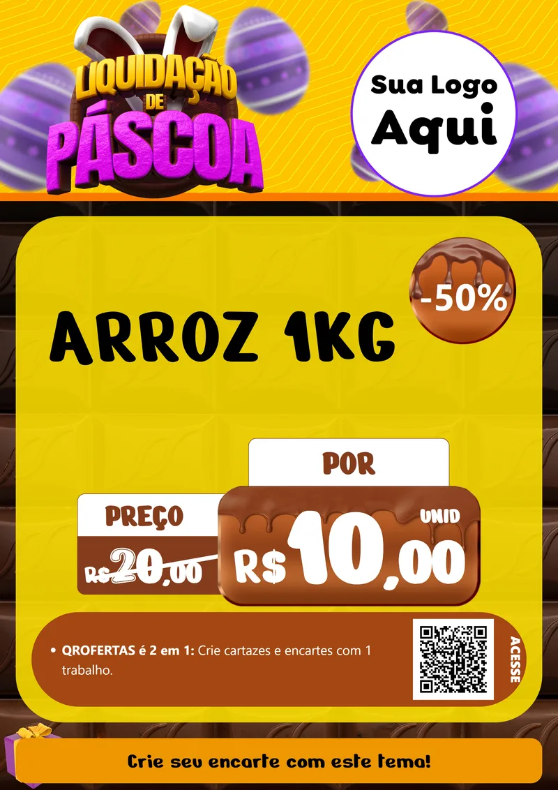 Modelo de Cartaz para Cartaz A4 Vertical com o tema Liquidação de Páscoa para Supermercado