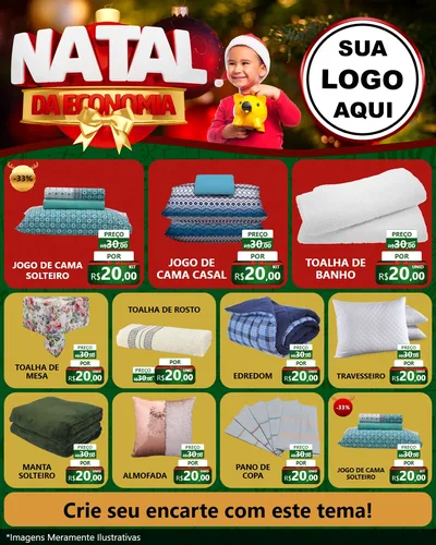 Modelo de Rede Social para Feed Instagram com o tema Natal da Economia para Cama, Mesa e Banho