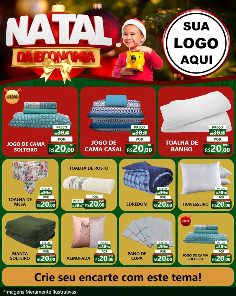 Modelo de Rede Social para Feed Instagram com o tema Natal da Economia para Cama, Mesa e Banho