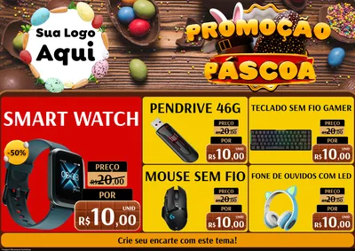Modelo de Encarte para Encarte A4 Horizontal com o tema Promoção Páscoa para Informática