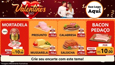 Modelo de TV para TV Horizontal com o tema Valentine's Day para Frios e Laticínios