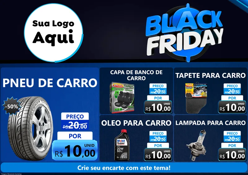 Modelo de Encarte para Encarte A4 Horizontal com o tema Black Friday para Auto peças